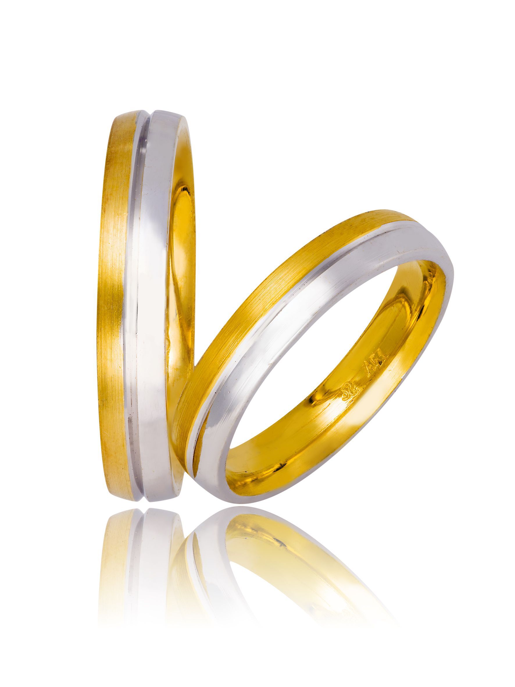 White gold & gold wedding rings 4mm (code 733)